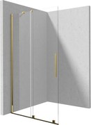 Paravan dus sticla auriu lucios securizata walk-in cu usa glisanta, 140x195 cm, Deante Prizma Auriu lucios, 1400x1950 mm