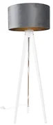 Lampa de podea moderna cu trepied alb cu abajur gri din catifea 50 cm - Tripod Classic