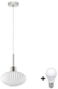 Pendul LED HARMA cu cablu, 1x E27, 60 W, 230 V, Ø 25 cm, crom mat/alb