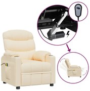 vidaXL Fotoliu de masaj electric rabatabil, crem, textil