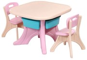 Masuta copii din plastic aditivat cu doua scaune Novokids™ Comfort Table, pentru interior si exterior, dimensiuni 69X69X51 , suprafata antiaderenta,