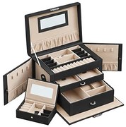 Set 2 cutii de bijuterii, Songmics, 18 x 26 x 17 cm, JBC121B, Negru