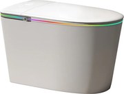 Smart WC 625 – Vas de Toaletă Inteligent Premium cu Iluminare Ambientală RGB, Funcție Bideu Integrată, Deschidere Automată, Spălare Automată, Uscare cu Aer Cald, Dezinfectare UV, Încălzire Colac, Telecomandă, Ecran LED, Ceramica, Alb