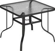 Outsunny Masă de Grădină pentru 4 Persoane cu Gaură pentru Umbrelă Ø54 mm, 96,5x96,5x70 cm, Negru | Aosom Romania