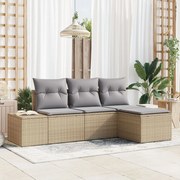 vidaXL Set de canapele pentru grădină 4 pcs Bej Rattan poli