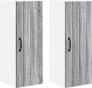 vidaXL Dulap de bucătărie 2 pcs Gri Sonoma 30 x 31 x 80 cm
