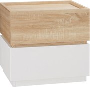 HOMCOM Bedside Table with 2 Stackable Drawers, Modern Nightstand, End Table for Bedroom, Living Room, Nature Wood and White | Aosom Romania