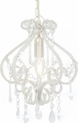 vidaXL Candelabru cu mărgele, alb, rotund, E14