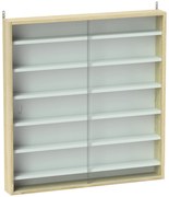 HOMCOM Vitrină pentru colecții vitrină de perete 80 x 9,5 x 83 cm 6 rafturi reglabile pe înălțime 2 uși glisante din sticlă | Aosom Romania