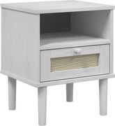 vidaXL Noptieră SENJA, aspect ratan alb, 40x35x48 cm, lemn masiv pin