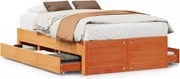 vidaXL Cadru pat fără saltea/cu sertare maro 120x190 cm lemn masiv pin