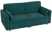 Canapea clasică cu 3 locuri cu scaun capitonat și arcuri, canapea din catifea pentru living și birou cu perne, 178x82x85cm verde HOMCOM | Aosom RO