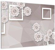 Tablou pe sticlă - Imagine flori bej (70x50 cm)