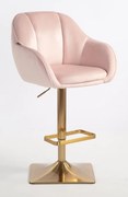 HR12055KW Scaun Roz Pudra din Catifea cu Bază Aurie