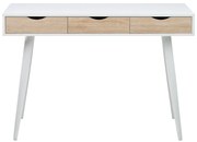 Birou cu 3 sertare cu aspect de lemn Actona Neptun, alb