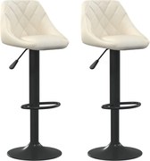 vidaXL Scaune de bar, 2 buc., crem, catifea