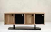Comodă lemn masiv Buttons, 160 × 45 × 66 cm