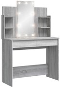 Masa de toaleta cu LED-uri, gri sonoma, 96x40x142 cm
