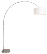 Lampă cu arc din oțel cu abajur din stofă alb 50/50/25 reglabil - XXL