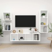 vidaXL Set de dulapuri TV, 4 piese, alb, lemn prelucrat
