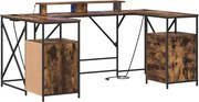vidaXL Birou cu raft Stejar fumuriu 182 x 101 x 87,5 cm Lemn compozit