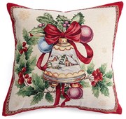 Faţă de pernuţă tip goblen CLOPOŢEL DE CRĂCIUN, 45 x 45 cm