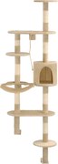 vidaXL Ansamblu pisici, stâlpi sisal, montare perete, 194 cm, bej