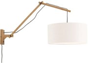 Aplica cu brat articulat din bambus si abajur din tesatura in, Andes natur/ alb