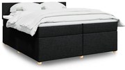 vidaXL Pat box spring cu saltea, negru, 200x200 cm, textil