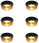 Set de 6 spoturi încastrate moderne negre cu interior auriu - Insta