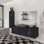 vidaXL Set mobilier baie format din 9 piese cu chiuvete incluse, Negru