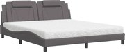 vidaXL Pat, Viana, cu saltea, gri, 180x200 cm, piele ecologică
