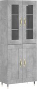 vidaXL Dulap înalt, gri beton, 69,5x34x180, lemn compozit