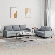 vidaXL Set de canapele cu perne, 2 piese, gri deschis, textil