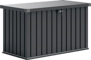 Outsunny Ladă de Exterior de 400L cu Capac cu Două Pârghii, Încuietoare și 2 Chei, 124x66x72 cm, Gri Închis | Aosom Romania