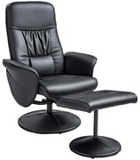 HOMCOM Set de 2 piese Fotoliu cu Taburet Fotoliu de relaxare cu Taburet, reglabil în înălțime, spătar înclinabil, Negru | Aosom Romania