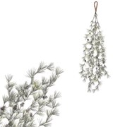 Ramură artificială de larice cu conuri, 100 cm, cu efect înghețat