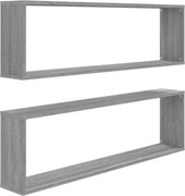 vidaXL Rafturi de perete cub, 2 buc., gri sonoma, 100x15x30 cm, lemn