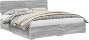 vidaXL Cadru de pat cu headboard Gri Sonoma 200 x 200 cm Lemn compozit