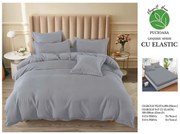 Lenjerie pat dublu, cu elastic, 6 piese - Uni Gri