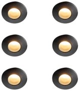 Set de 6 spoturi încastrate moderne negre IP44 - Gap