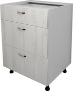 Corp Baza Lecce, 3 Sertare, Pin Alb/Alb, 60 x 50 x 80 cm