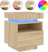 vidaXL Noptieră cu lumini LED, stejar sonoma, 40x39x48,5 cm