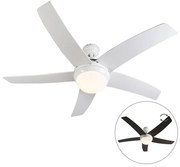 Ventilator de tavan alb cu imprimeu lemn 132cm cu telecomandă - Cool
