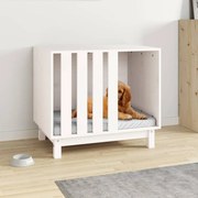 vidaXL Casă pentru câini, alb, 70x50x62 cm, lemn masiv de pin