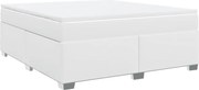 vidaXL Pat box spring cu saltea, alb, 180x200 cm, piele ecologică