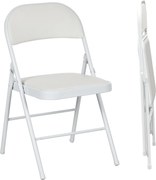 HOMCOM Set de 2 Scaune Pliabile, Scaune Moderne cu Perne din Poliester pentru Acasă și Birou, 45x46x78 cm, Alb | Aosom Romania