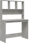 vidaXL Birou cu rafturi, gri beton, 102x45x148 cm, lemn compozit