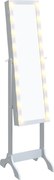 vidaXL Oglindă de sine stătătoare cu LED, alb, 34x37x146 cm