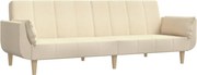 vidaXL Canapea extensibilă cu 2 locuri, 2 perne, crem, textil